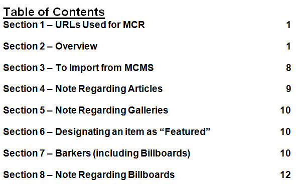 User Manual TOC Example